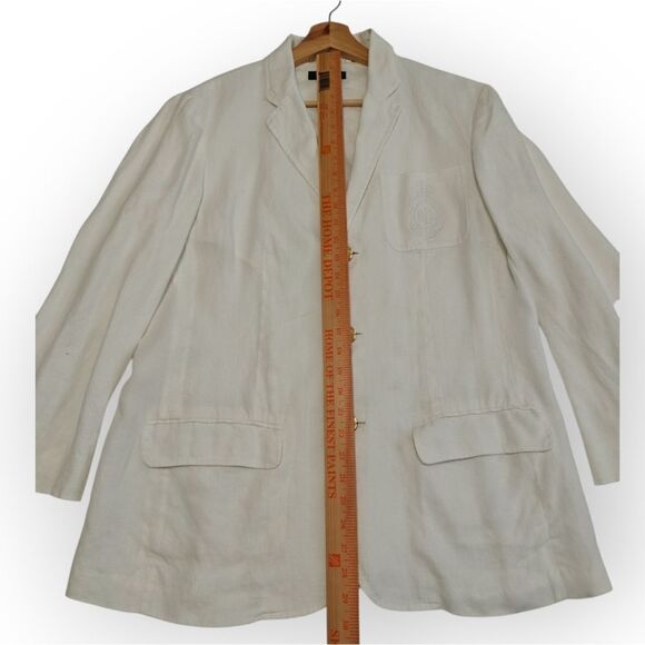 VTG Ralph Lauren 100% Linen White Cream Blazer Gold tone buttons size L - Picture 6 of 9